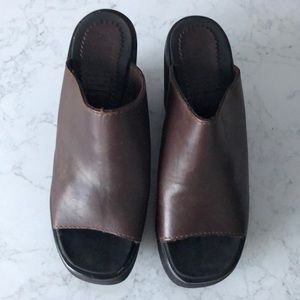 90s BONGO foam wedge.  Top brown leather (faux)
